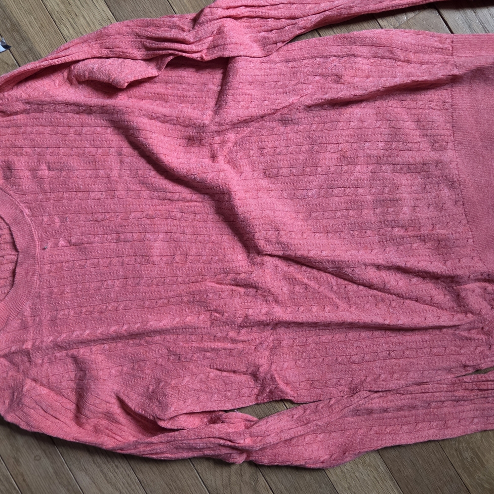 Banana Republic Coral Pink Ribbed Long-Sleeve Top